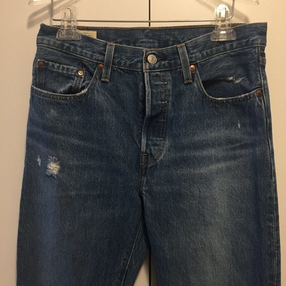 LEVIS 501 Org Fit Wom Jeans W28 L32 Athens Dark Wash - Picture 1 of 15